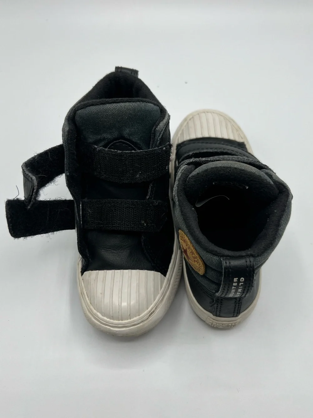Converse Kids Black High-Top Sneakers with White Toe Cap - Velcro Straps